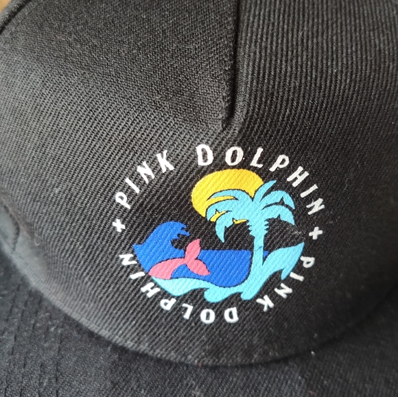 Pink Dolphin Snapback Hat Black OSFA Adjustable Solid Outdoor - Picture 2 of 6